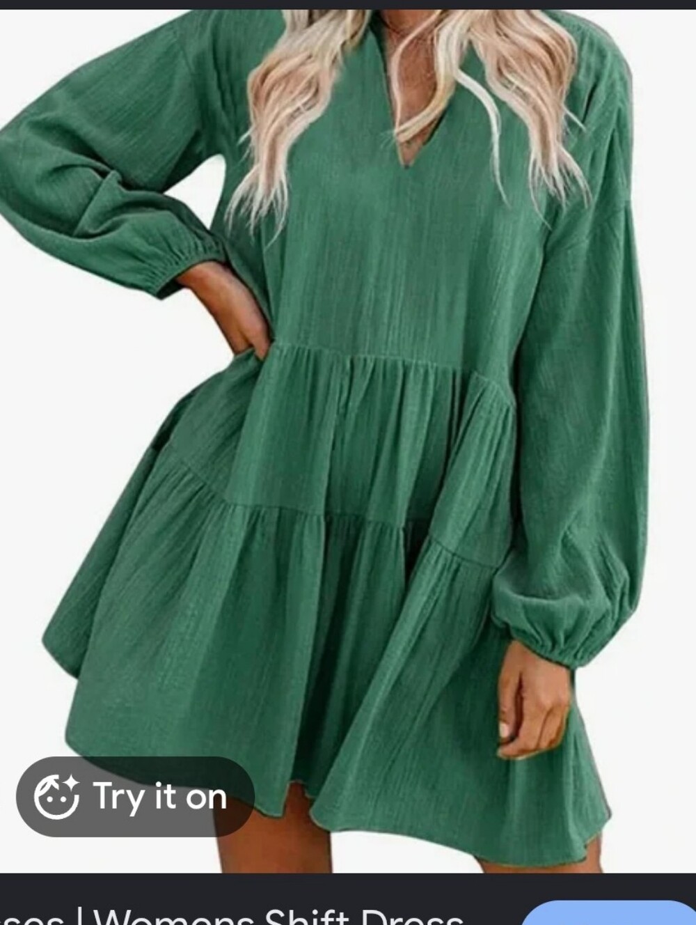 Fancyinn Green V-Neck Tiered Mini Dress